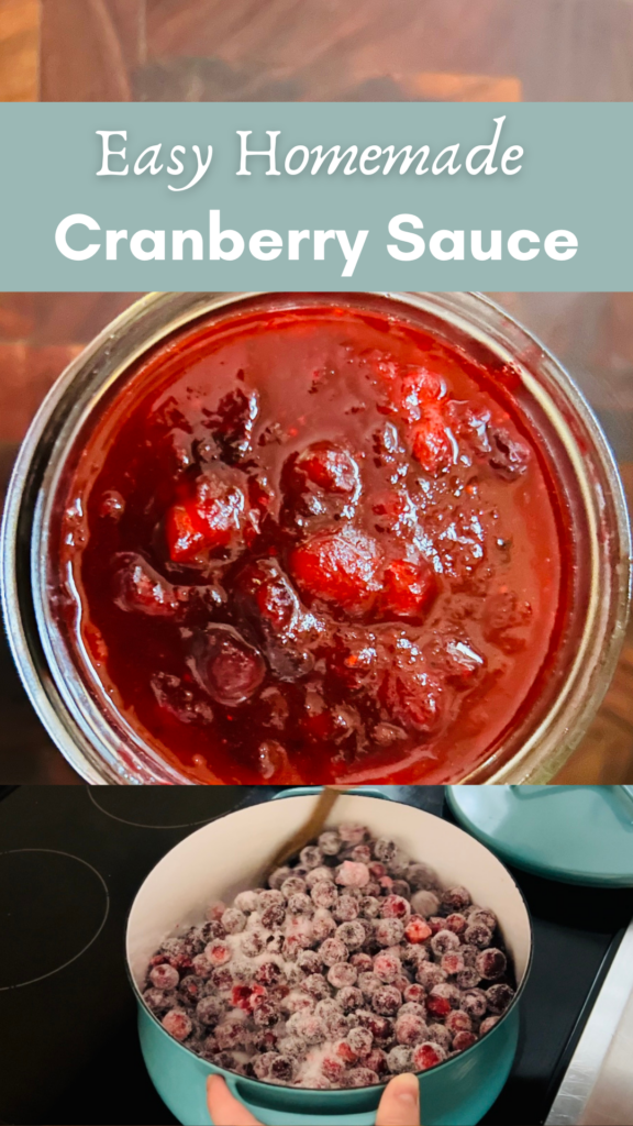 Pinterest pin image for easy homemade cranberry sauce.