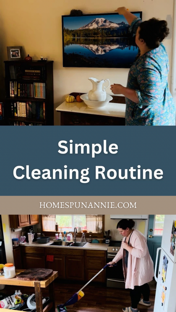 Pinterest pin for a simple cleaning routine for a small home