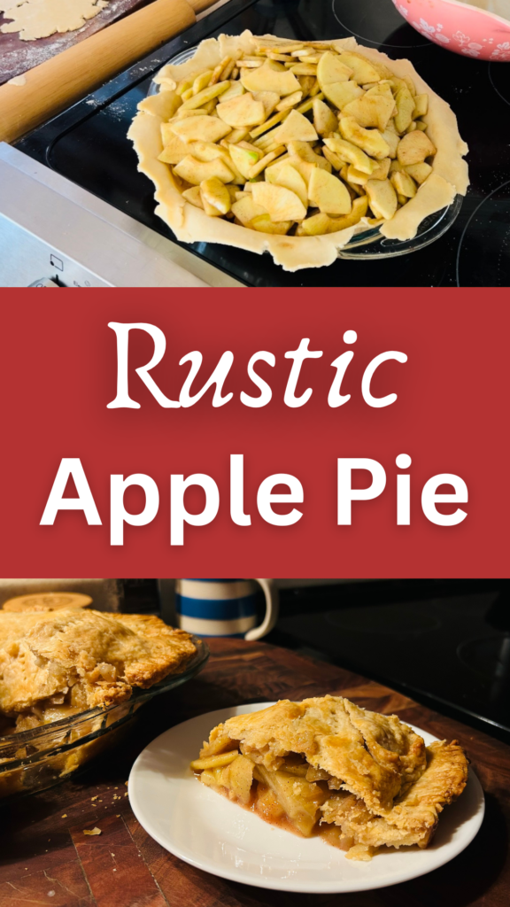 Rustic apple pie Pinterest pin.