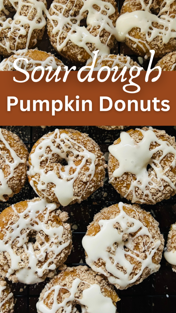 Pinterest pin image of pumpkin donuts.
