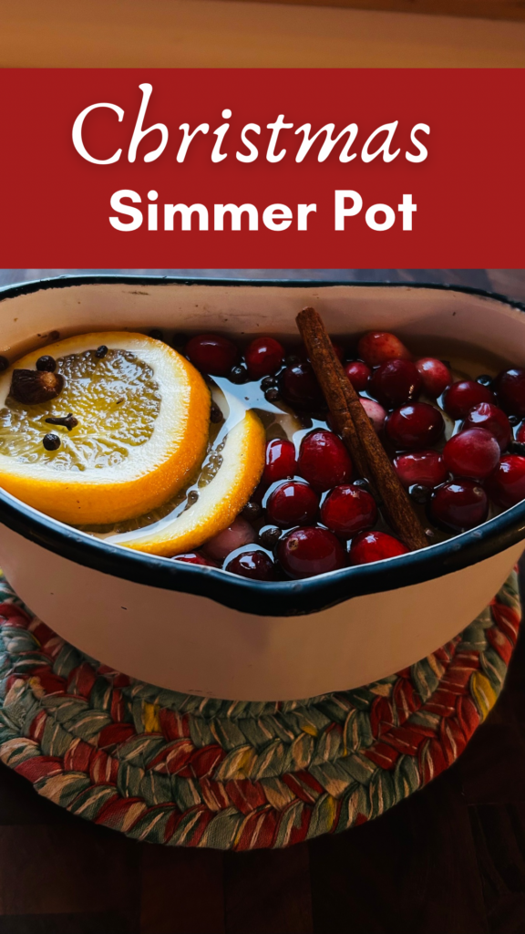 Pinterest pin for a Christmas simmer pot.