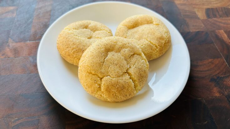 Plate of freshly baked snickerdoodle cookies.