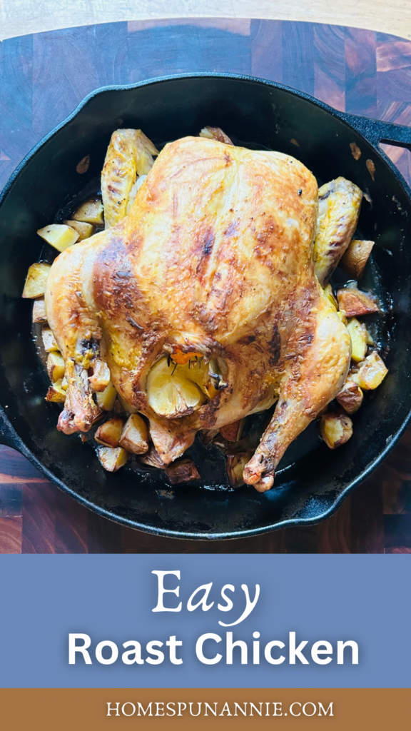 Pinterest pin for easy roast chicken.