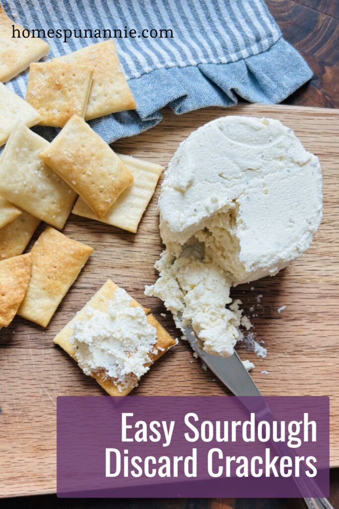 Pinterest pin for easy sourdough discard crackers.