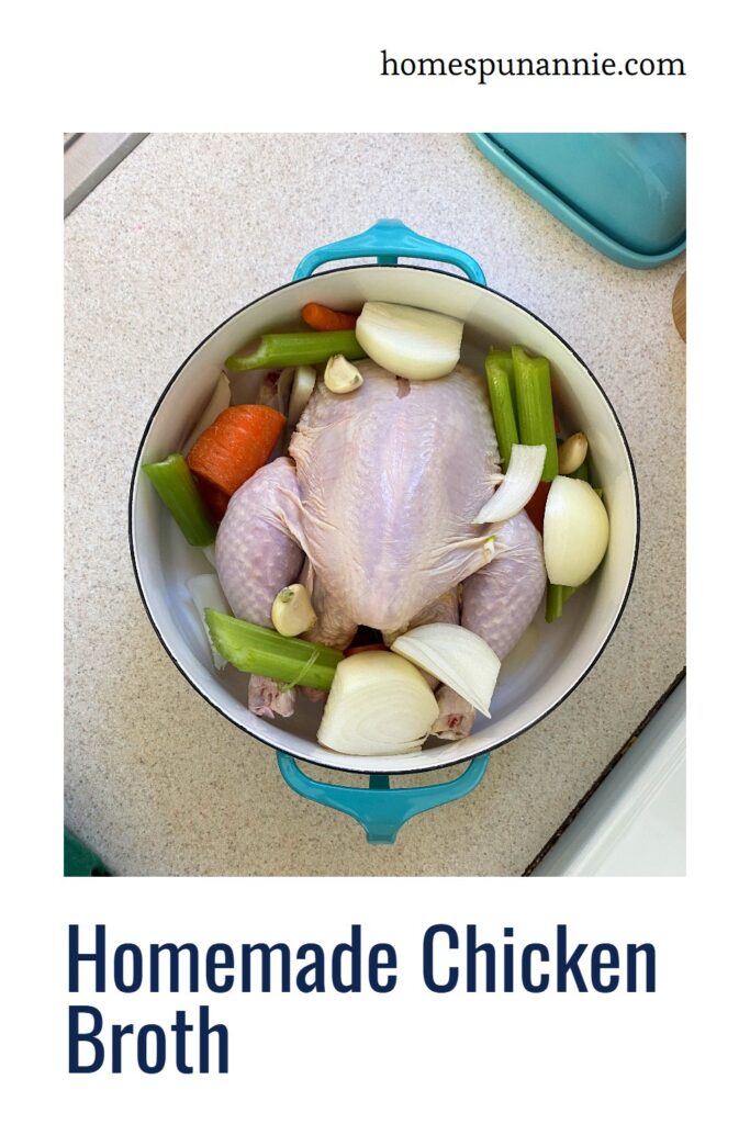 Pinterest pin for homemade chicken broth.