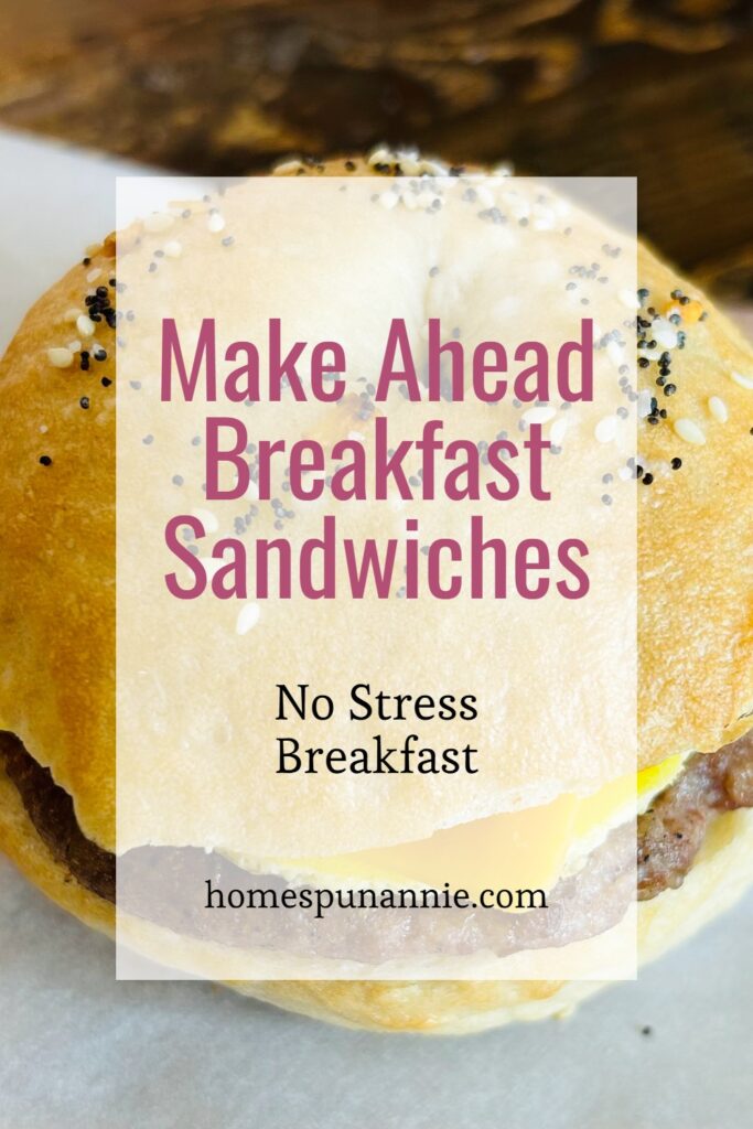 Pinterest pin for make ahead breakfast sandwiches.