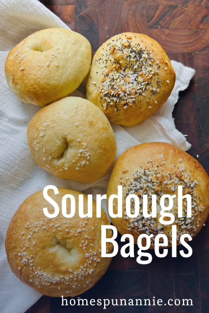 Pinterest pin for sourdough bagels.